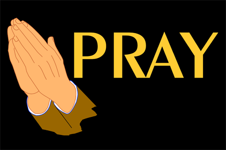Pray  Hands In Prayer Gold On Black    Free Christian Graphics