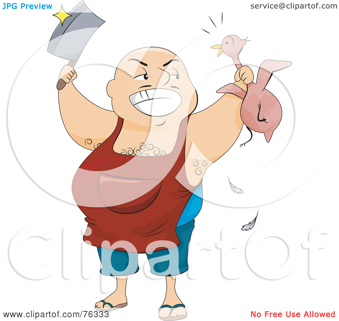 Royalty Free  Rf  Clip Art Illustration Of A Fat Hairy Butcher Man