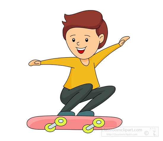Skateboarding Clipart   Boy Jumping On Skateboard   Classroom Clipart