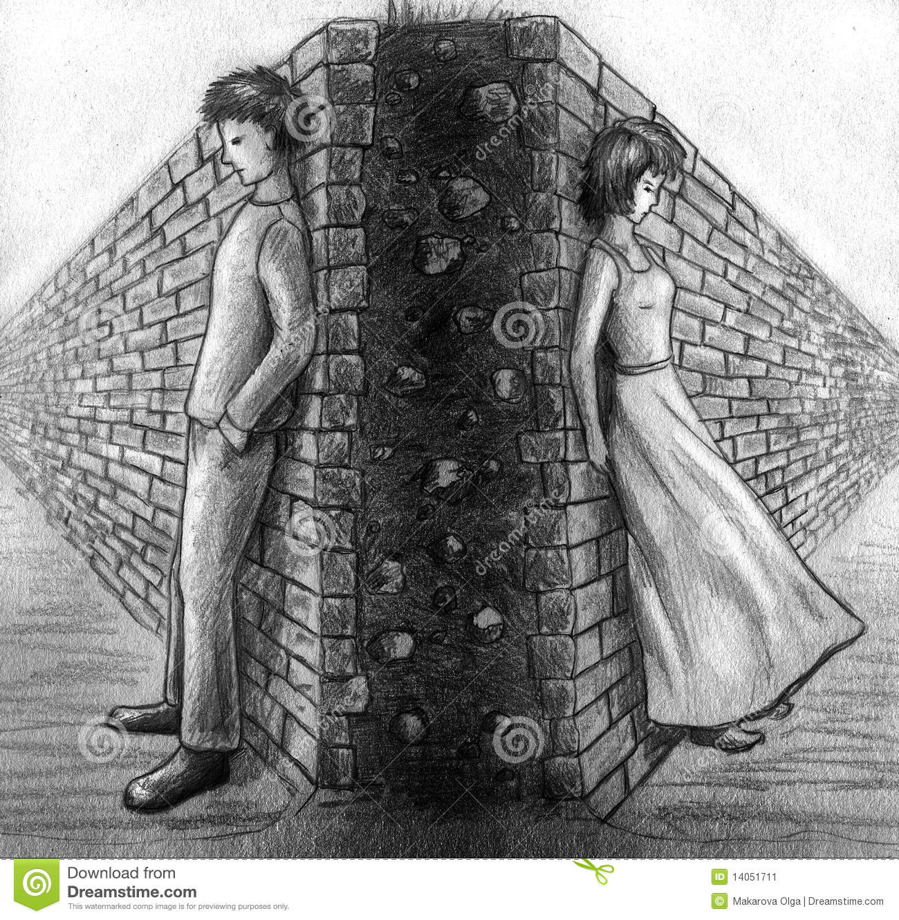     Wall Between Two People Who Used To Love Each Other Before Pencil