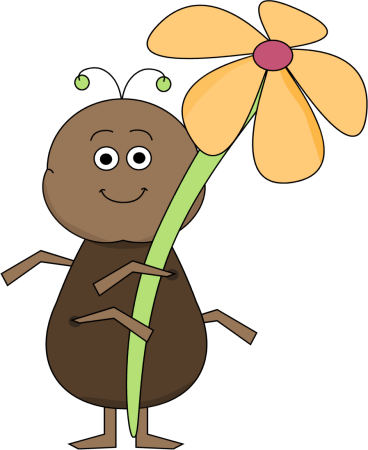 With A Flower Clip Art Image   Cute Ant Holding A Big Yellow Flower