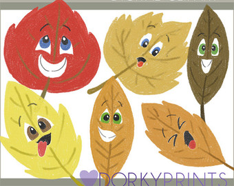 And Commercial Use  Cute Autumn Leaf Clipart   Instant Download