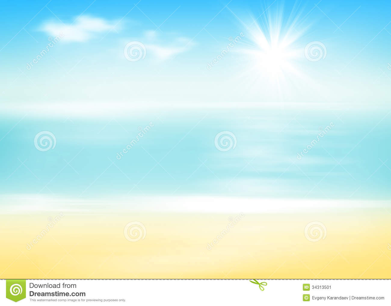 Beach And Sea With Sunny Sky Stock Image   Image  34313501