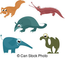 Cartoon Funny Animals Set For Desig Vectors Illustration