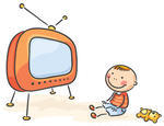 Child Watching Tv Isolated Illustration Of A Child Watching Tv