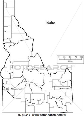 Clip Art   Idaho County Map  Fotosearch   Search Clipart Illustration