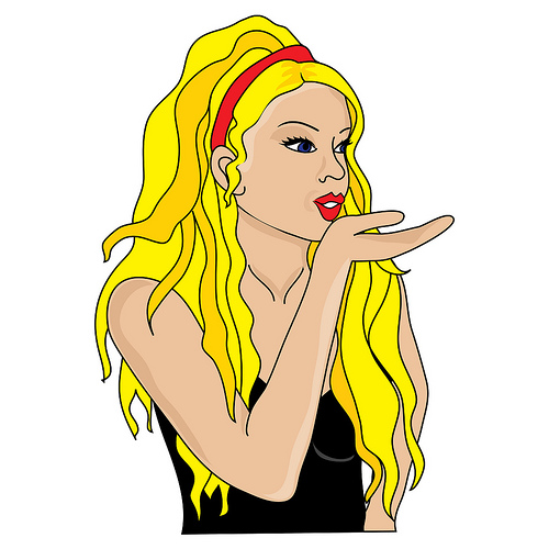 Clip Art Illustration Of A Beautiful Girl Blowing A Kiss   A Photo On