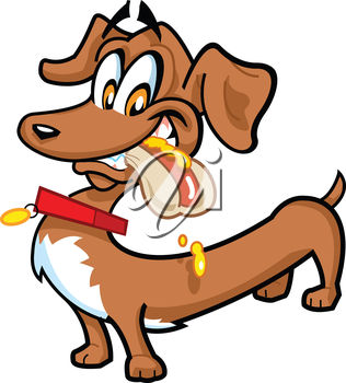 Clip Art Illustration Of A Dog Eating A Hot Dog