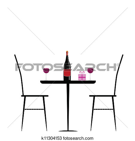 Clipart   Chair And Table With Wine Vector Illustration  Fotosearch
