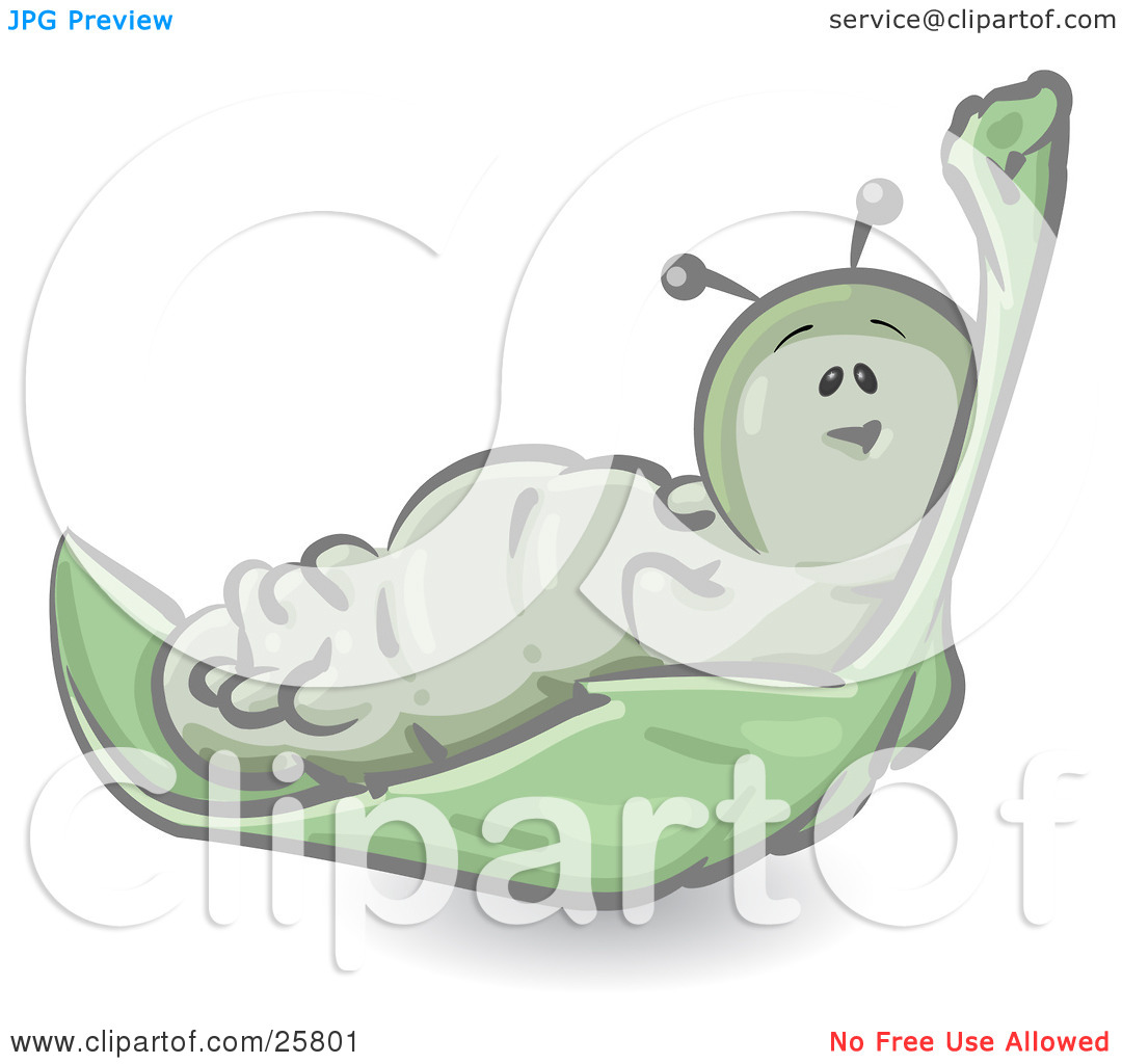 Clipart Illustration Of A Cute Green Caterpillar Character Lounging On