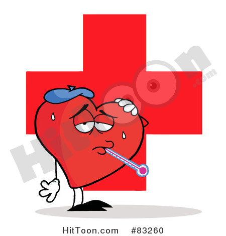 Clipart Illustration Of A Red Heart Jogging Over A Red Cross  83260