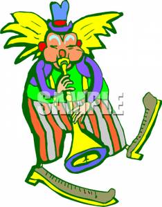 Clipart Image Of A Clown Playing A Horn