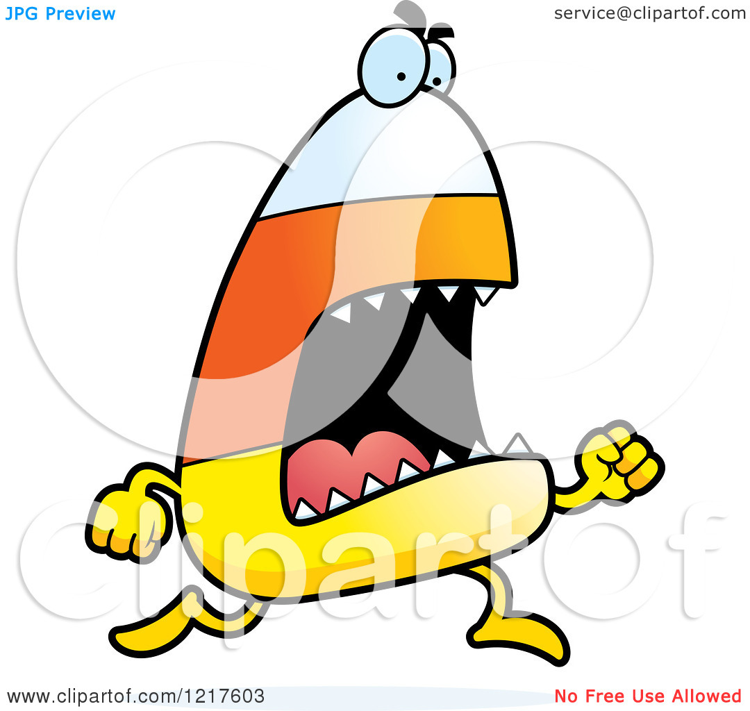 Clipart Of A Running Candy Corn Monster   Royalty Free Vector