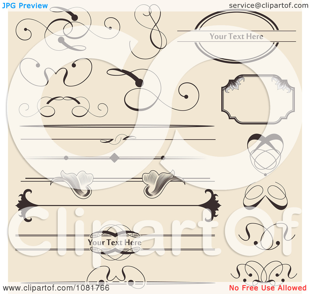Clipart Set Vintage Swirl And Floral Rules Borders Frames