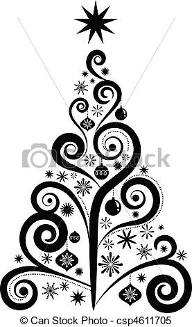 Clipart Vector Of Graphic Christmas Tree   Graphic Elegant Christmas
