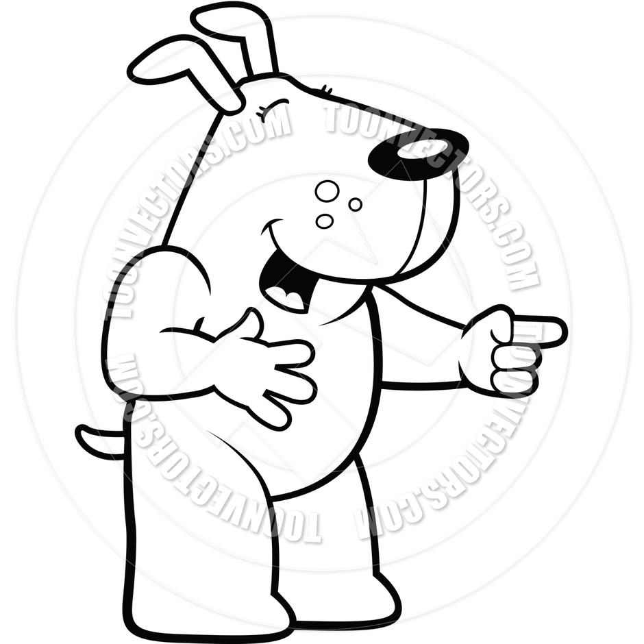 Dog Laughing  Black And White Line Art  By Cory Thoman   Toon