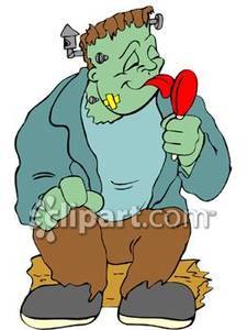 Frankenstein Monster Eating Candy Royalty Free Clipart Picture