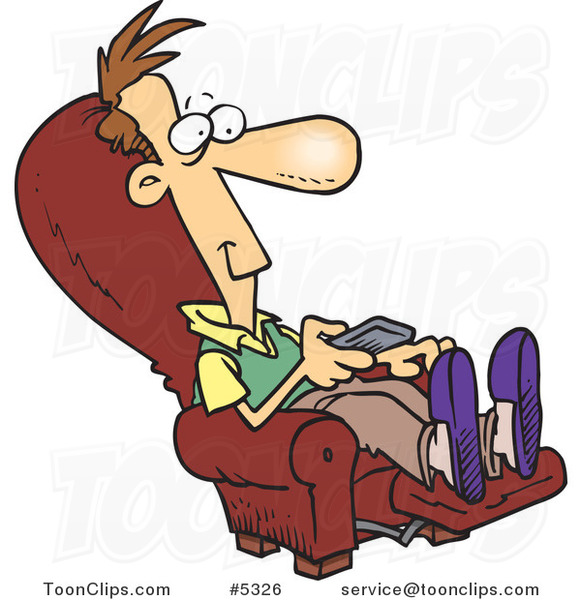 Guy Sitting In A Recliner And Watching Tv  5326 By Ron Leishman