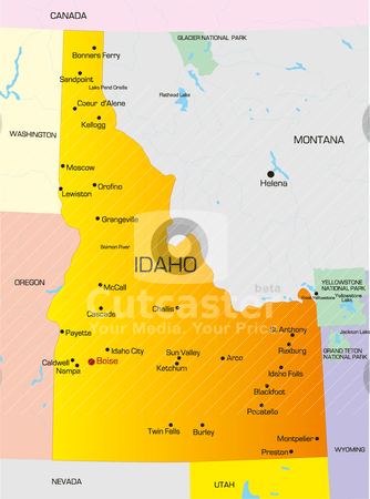 Idaho Stock Vector Clipart Vector Color Map Of Idaho State  Usa By    