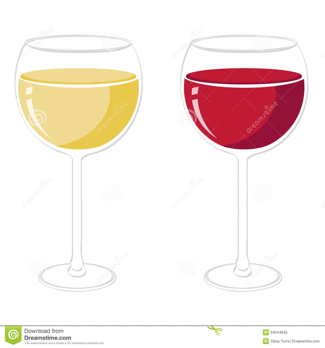 Illustration Of Red And White Wine Glasses Isolated   Vector Eps File