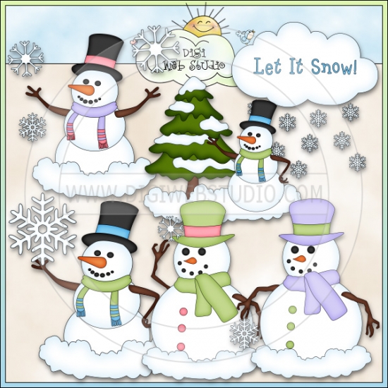 Let It Snow Snowmen 1   Ne Clip Art   Digi Web Studio Clip Art    