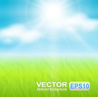 Realistic Sunny Sky With Grassy Ground Vectors   Clipart Me