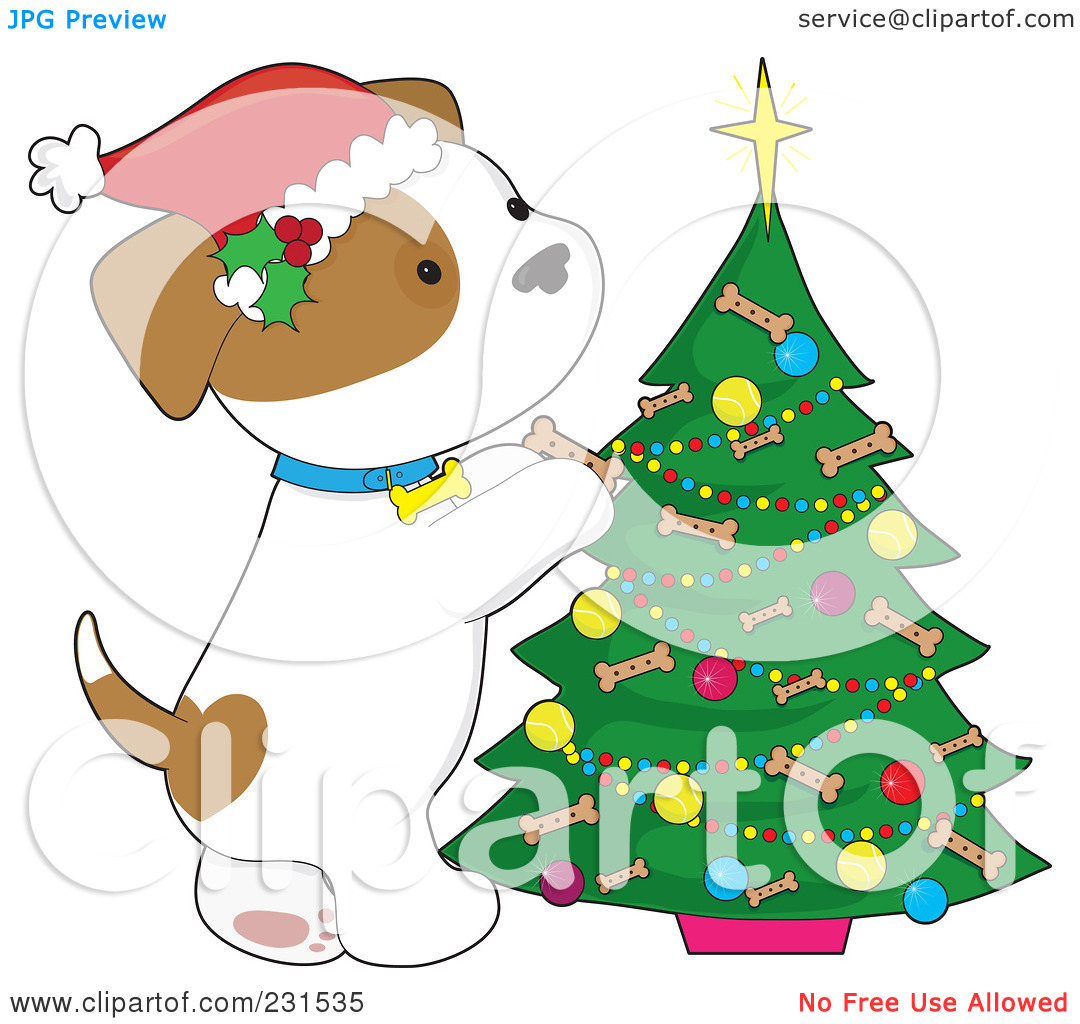 Rf  Clipart Illustration Of A Cute Puppy Dog Decorating A Christmas