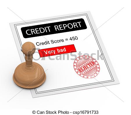 Stock Illustration   3d Bad Credit Score Report   Stock Illustration