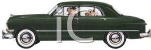 1950 S 4 Door Automobile   Royalty Free Clipart Picture