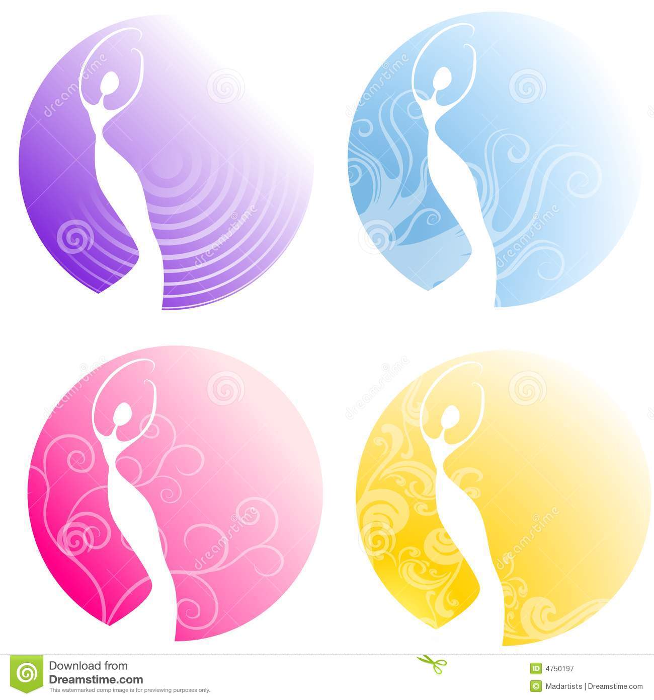 An Illustration Featuring Your Choice Of 4 Female Silhouette Logos In