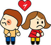 Angry Couple Estranged Couple Standing By Word Counseling Heart Shaped