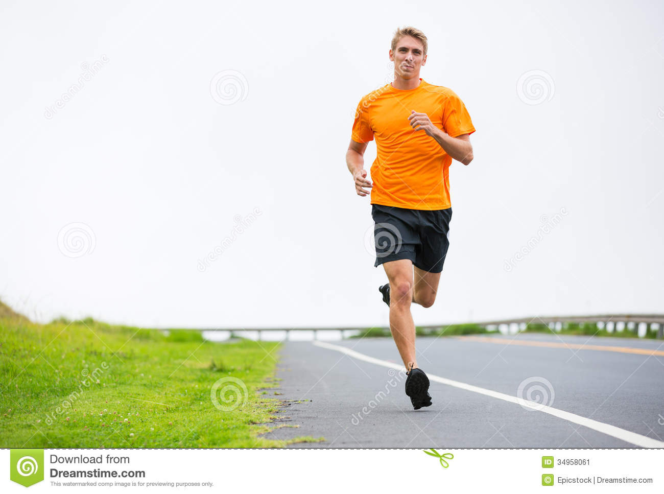 Athletic Man Running Jogging Outside Stock Image   Image  34958061