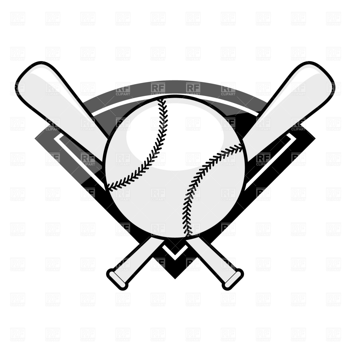 Baseball Emblem   Bat And Ball Download Royalty Free Vector Clipart
