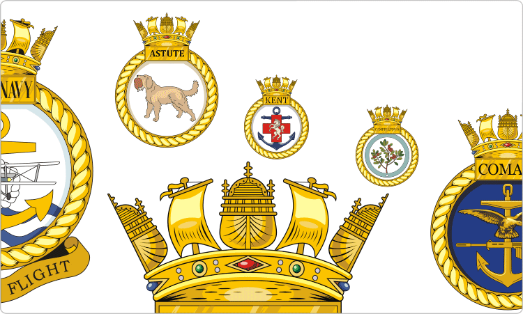 British Royal Navy Ship Crests   Vector Clipart Set
