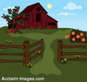 Description  Clip Art Of A Gate Leading Into A Farm With A Red Barn    