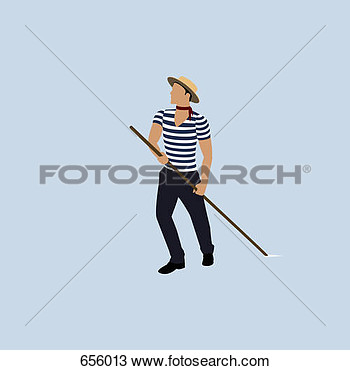 Drawing   Stereotypical Italian Gondolier  Fotosearch   Search Clipart