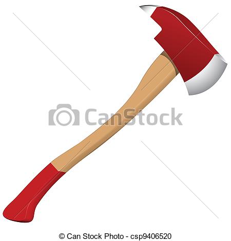 Firefighter Axe Against White Background Abstract Vector Art