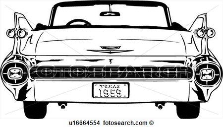 Illustration Lineart Classic Car Auto Automobile Cadillac View