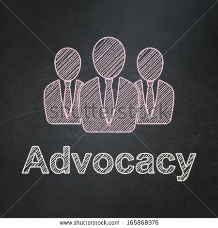 Law Concept  Business People Icon And Text Advocacy On Black