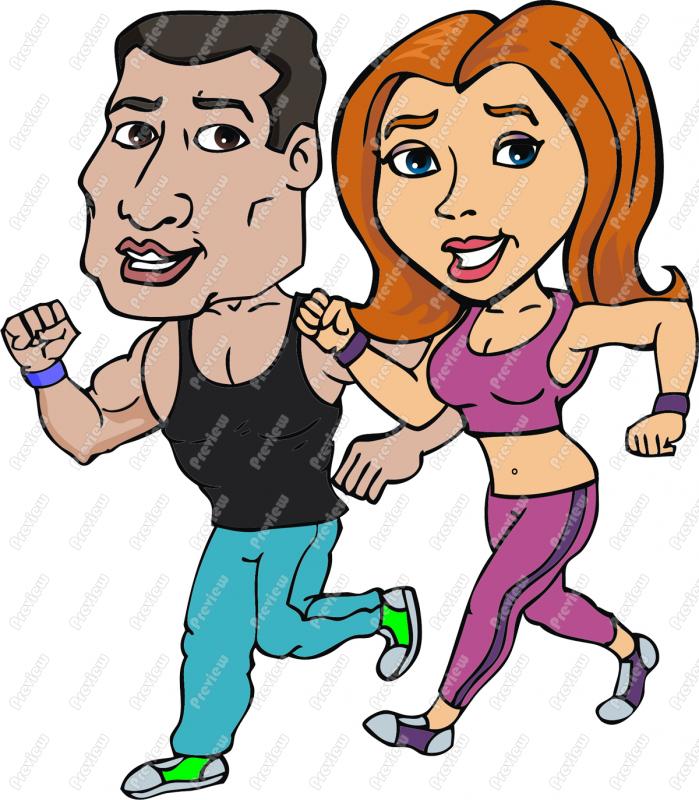 Man And Woman Jogging Clip Art   Royalty Free Clipart   Vector Cartoon