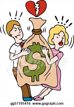     Of A Couple Fighting Over A Bag Of Money  Clipart Drawing Gg57195416