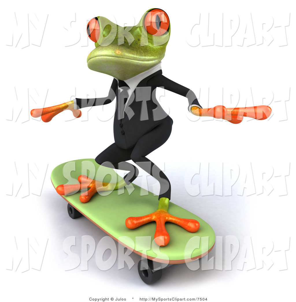 Sports Clip Art Of A Business Frog Skateboarding By Julos    7504