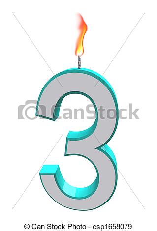 Stock Illustration   Number Three Candle   Stock Illustration Royalty