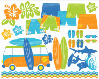 Surfin  Safari   Surfing Clip Art   Digital Clipart   Instant Download