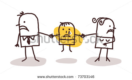 Unhappy Couples Cartoon Divorcing Couple With Sad Kid