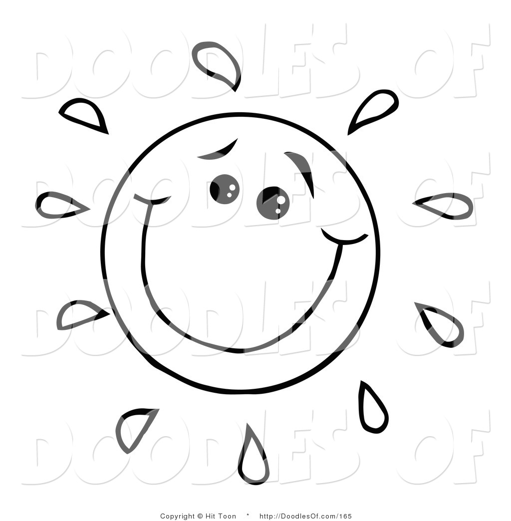 Vector Clipart Of A Coloring Page Of A Happy Doodled Sun With A Smile