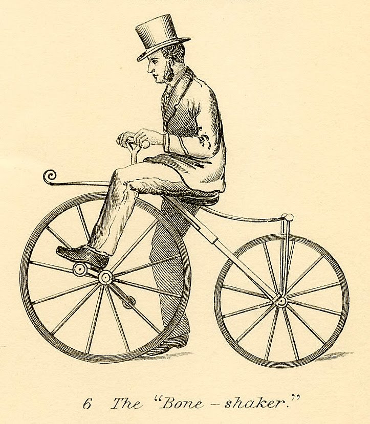 Vintage Clip Art   Man On Early Bicycle   Steampunk   The Graphics    