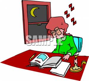 Woman Falling Asleep At Her Desk   Royalty Free Clipart Picture