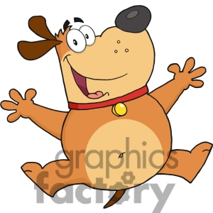 5230 Happy Fat Dog Jumping Royalty Free Rf Clipart Image