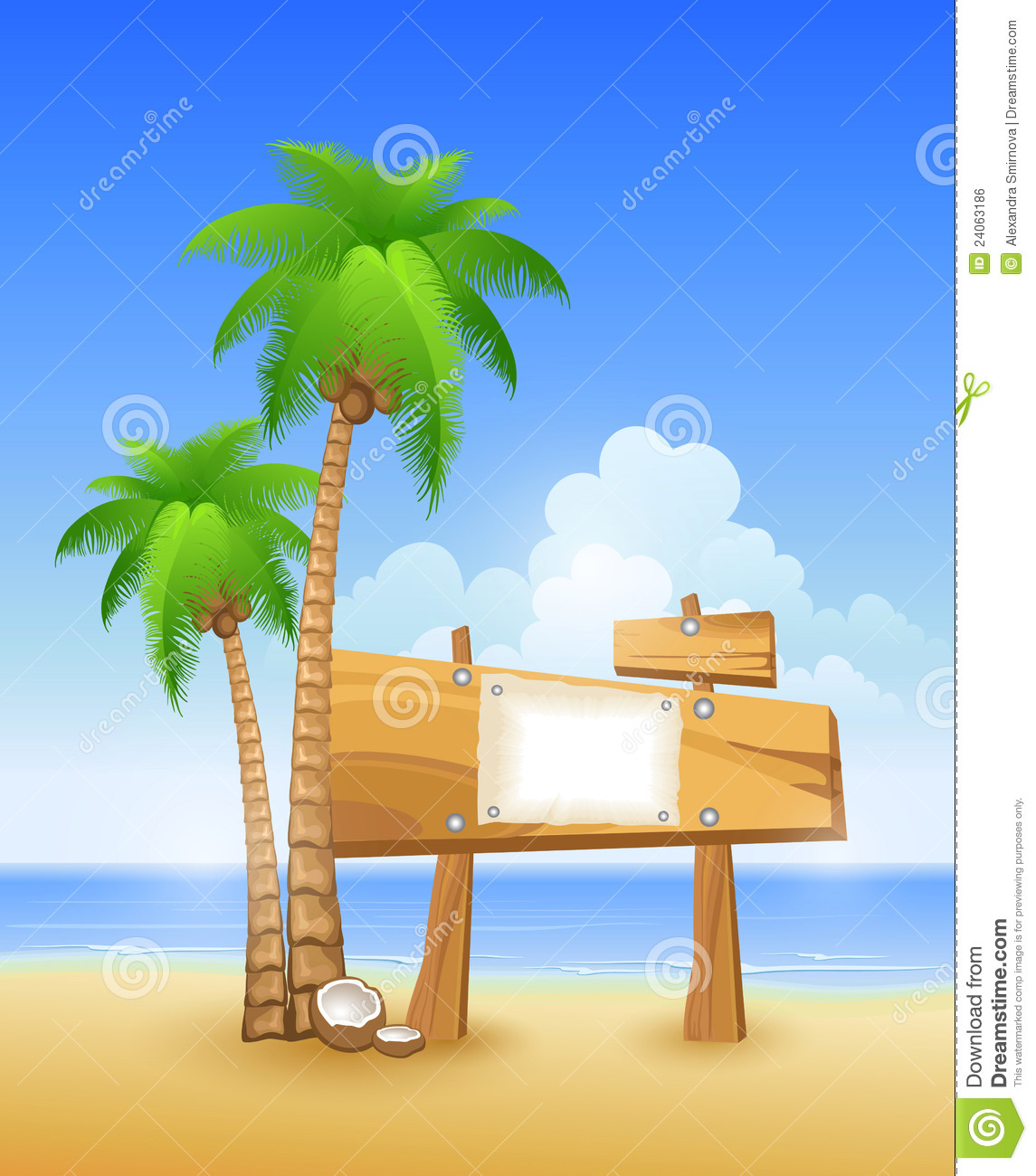 Beach Wooden Sign Clipart Palm Tree And Wooden Sign On A